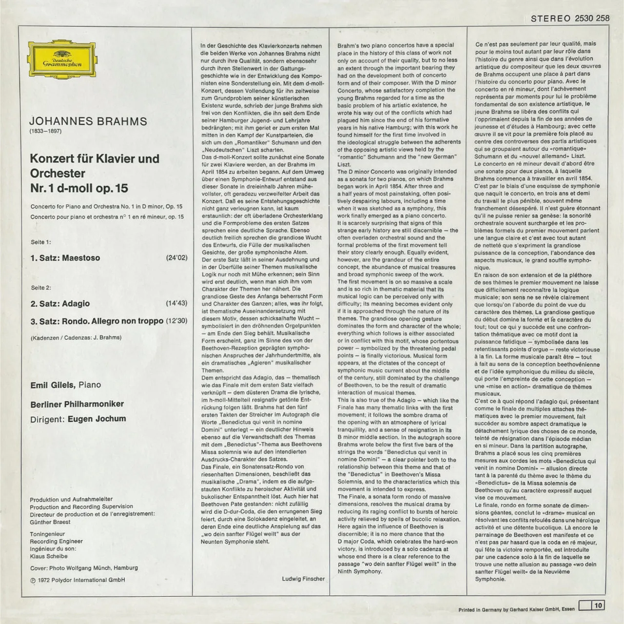 Revox Brahms Pianokonsert nr 1 masterband studio master