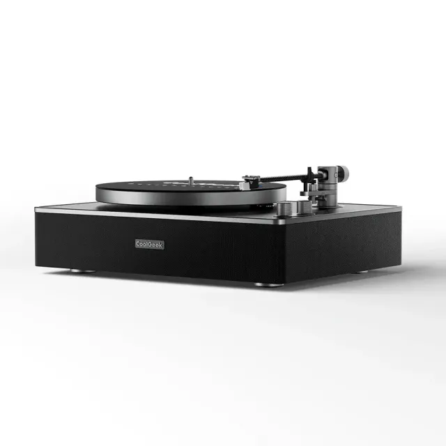 CoolGeek CS-01 skivspelare valnöt med högtalare