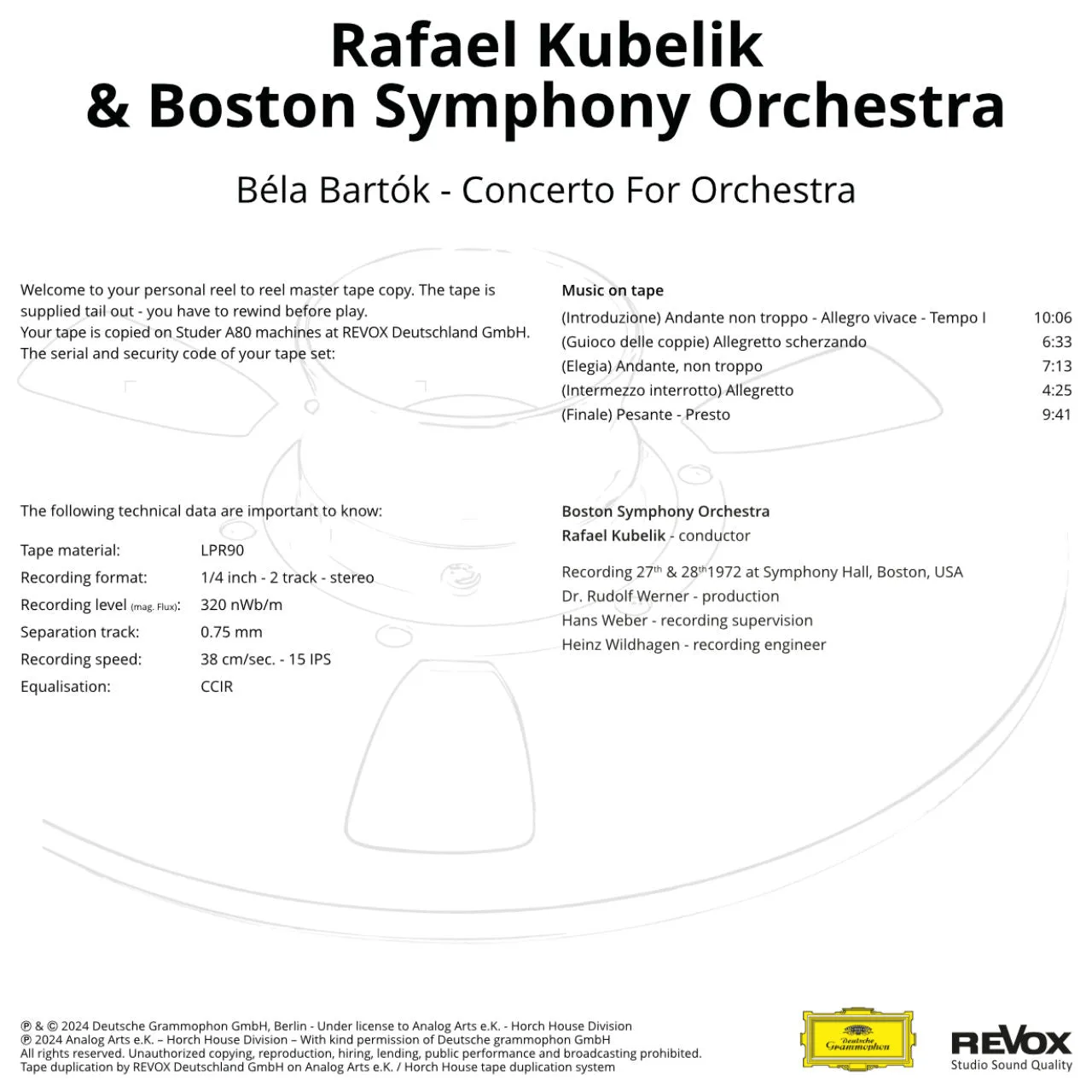 Revox Bartók Concerto for Orchestra masterband Kubelik