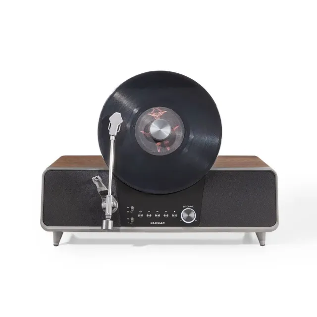 Crosley Beck vertikal skivspelare valnöt automatisk