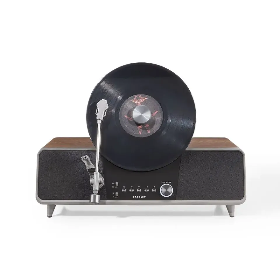 Crosley Beck vertikal skivspelare valnöt automatisk