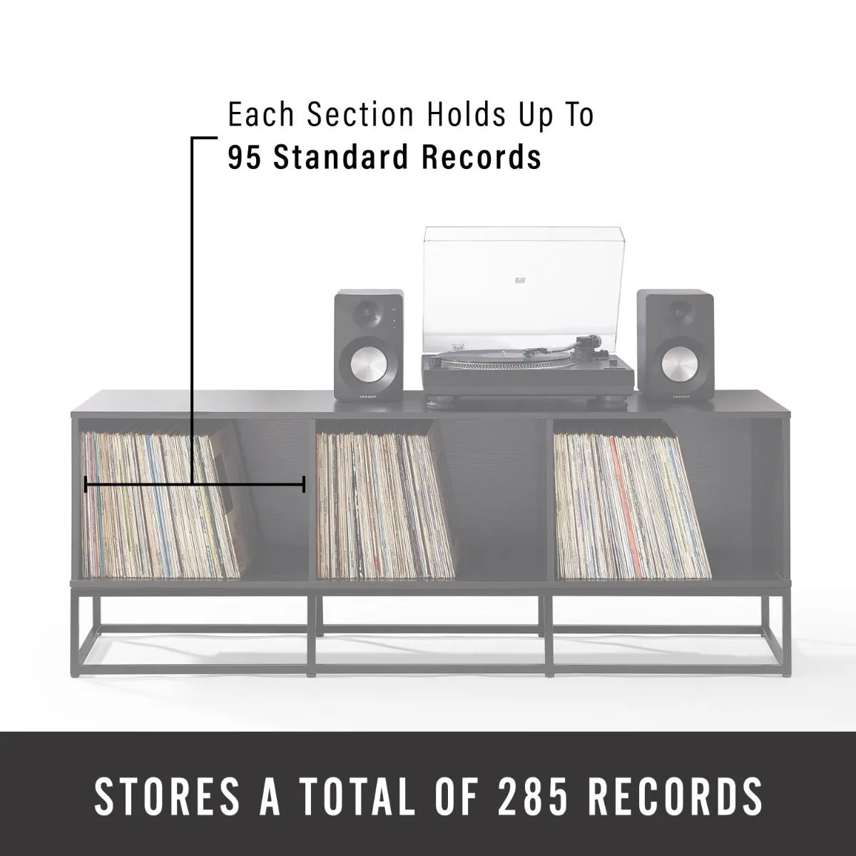 Crosley Enzo Large mediabänk för vinyl Svart trä