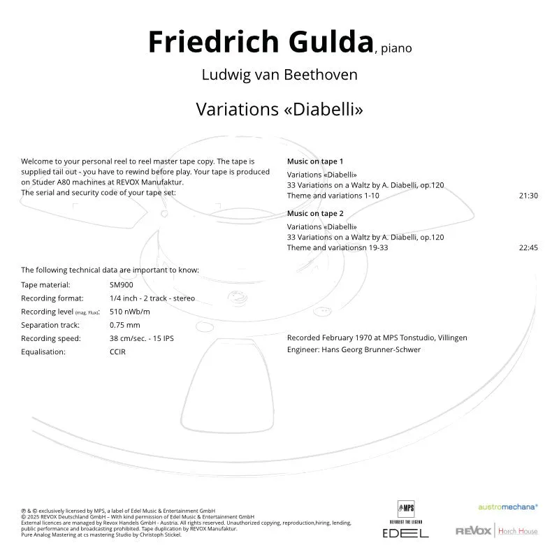 Revox Friedrich Gulda Beethoven Diabelli Variations masterband