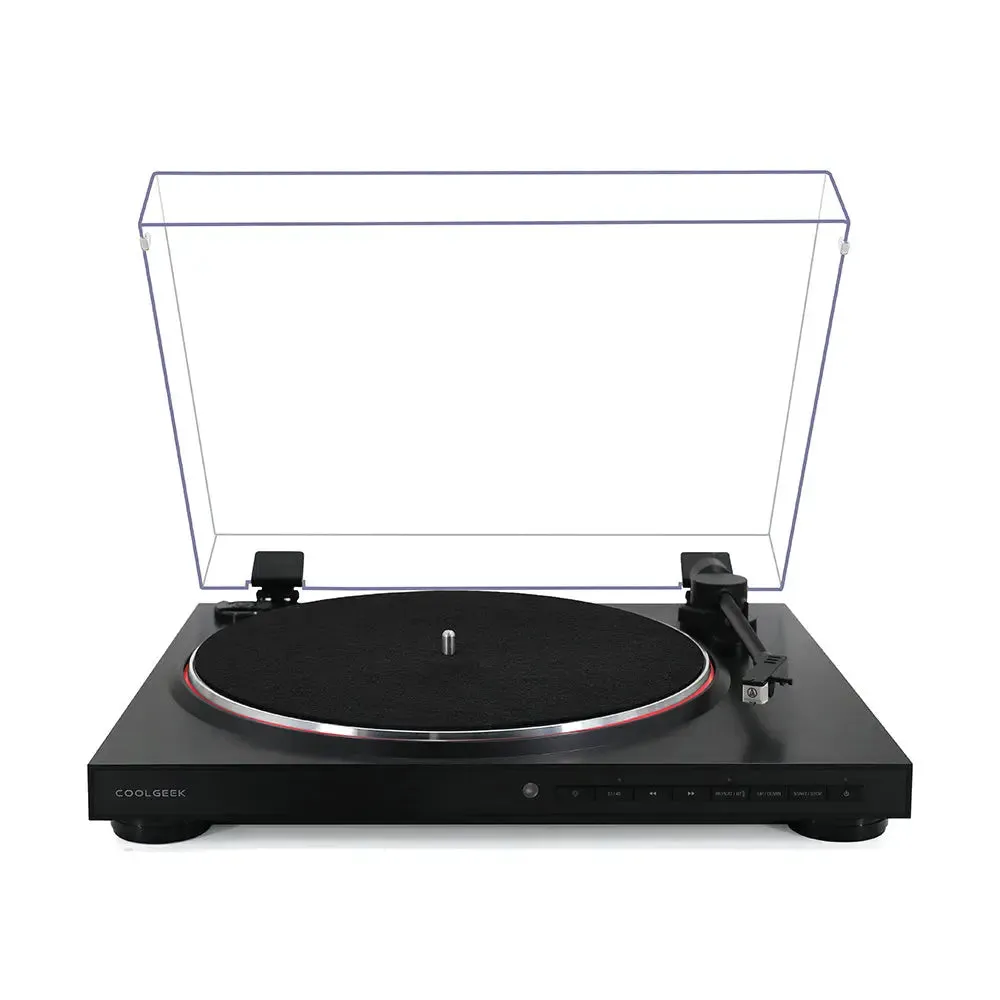 CoolGeek TS-01 automatisk skivspelare ljusgrå remdrift