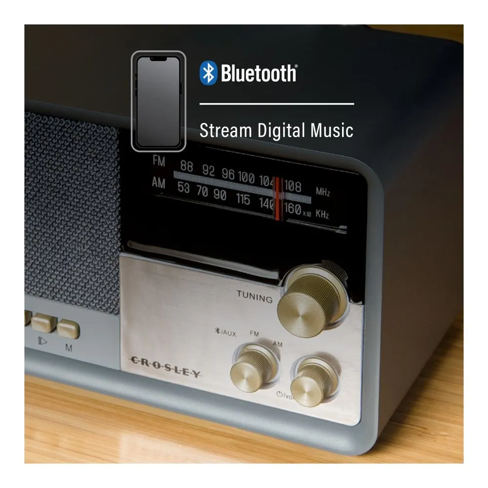 Crosley Tribute radio charcoal AM/FM bluetooth hörlur