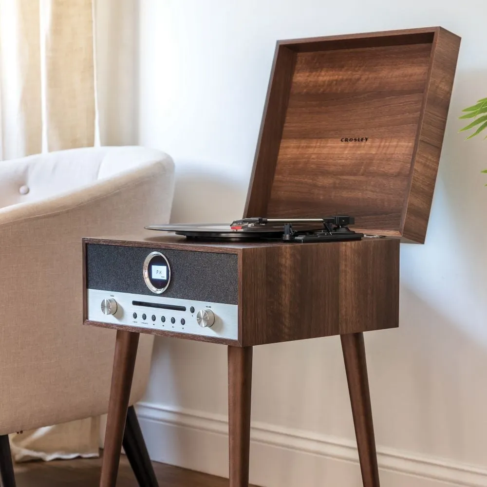 Crosley Nash 7-i-1 skivspelare valnöt multimedia