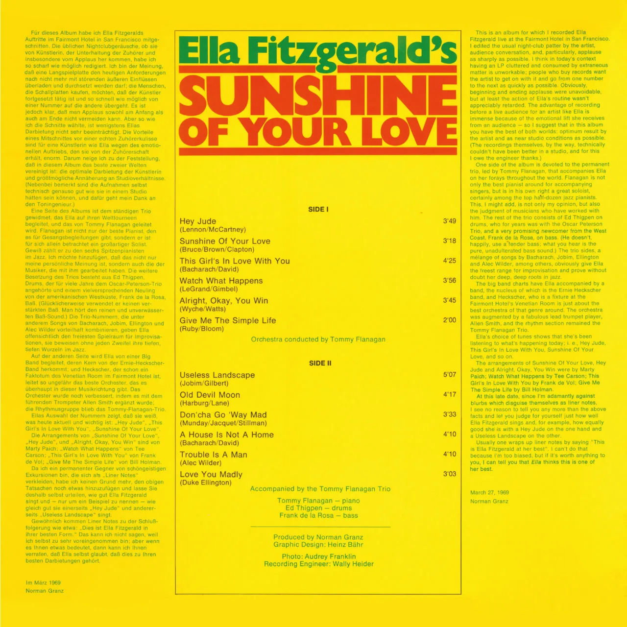 Revox Ella Fitzgerald Sunshine masterband Studio Master