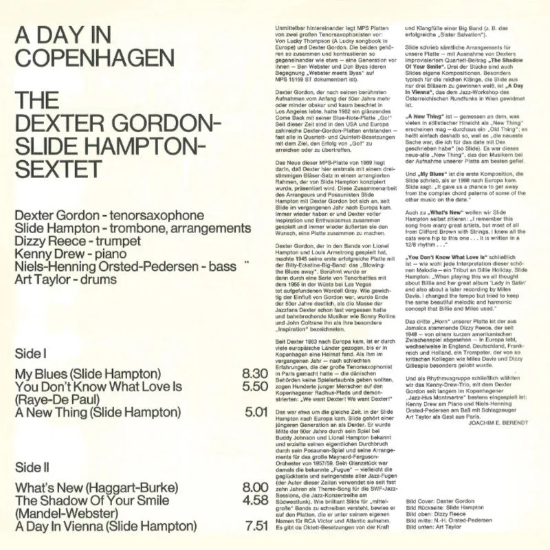 Revox Dexter Gordon A Day In Copenhagen masterband Standard Master