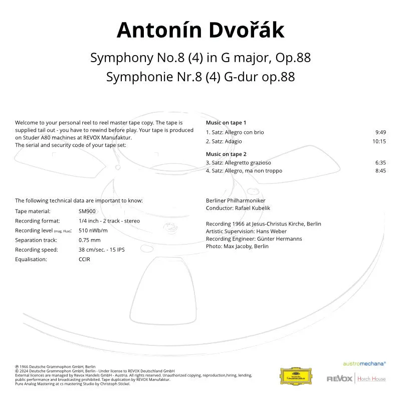 Revox Dvorak Symfoni 8 Kubelik masterband Standard