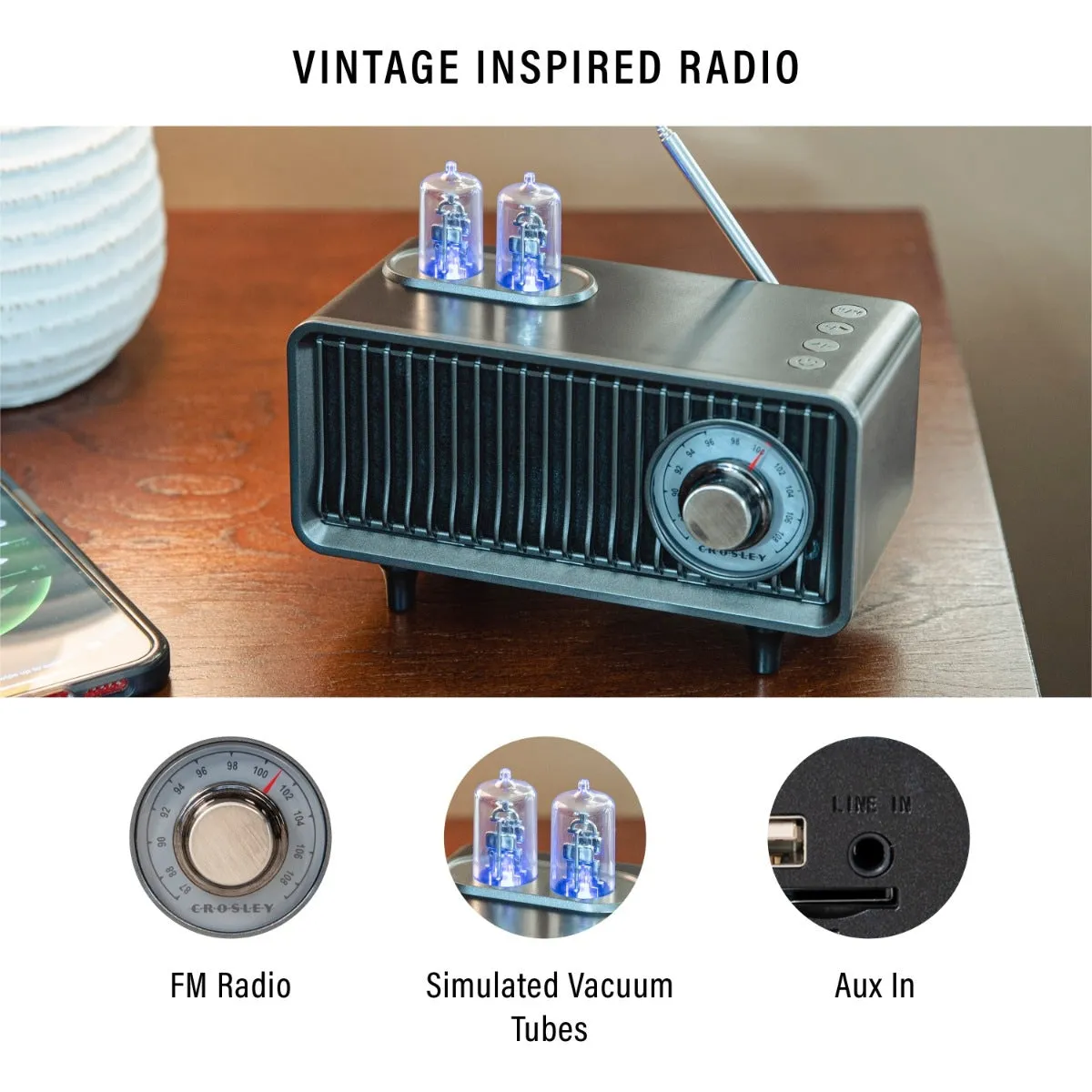 Crosley Milton radio Bluetooth White Sand retro