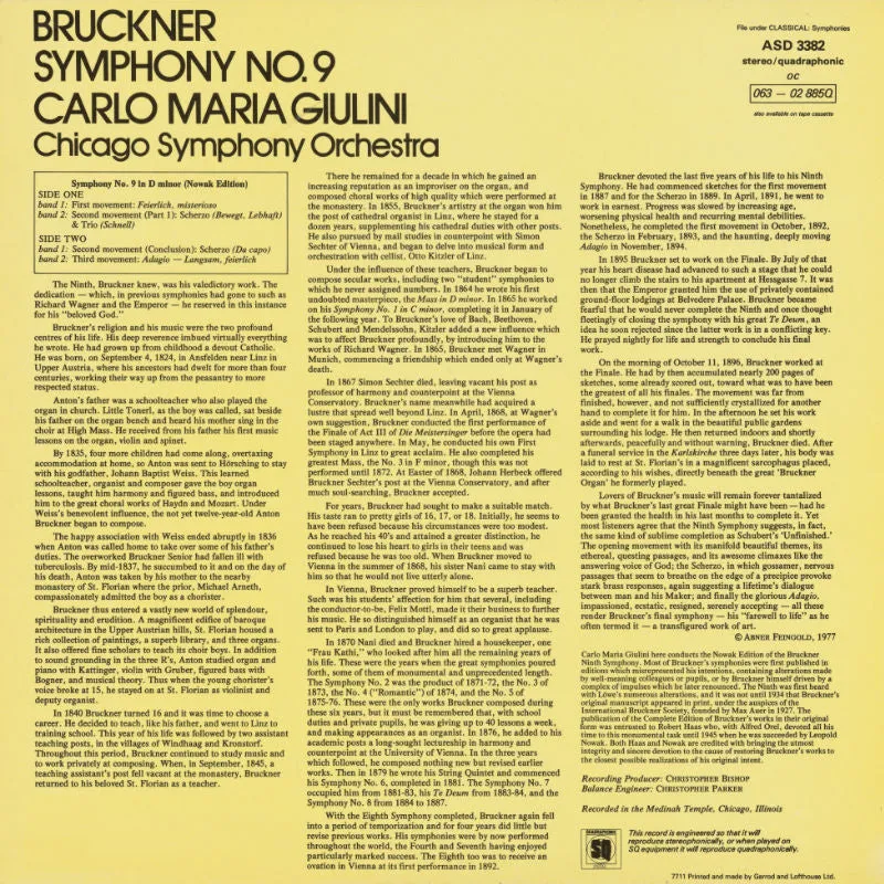 Revox Bruckner Symfoni 9 masterband Studio Master