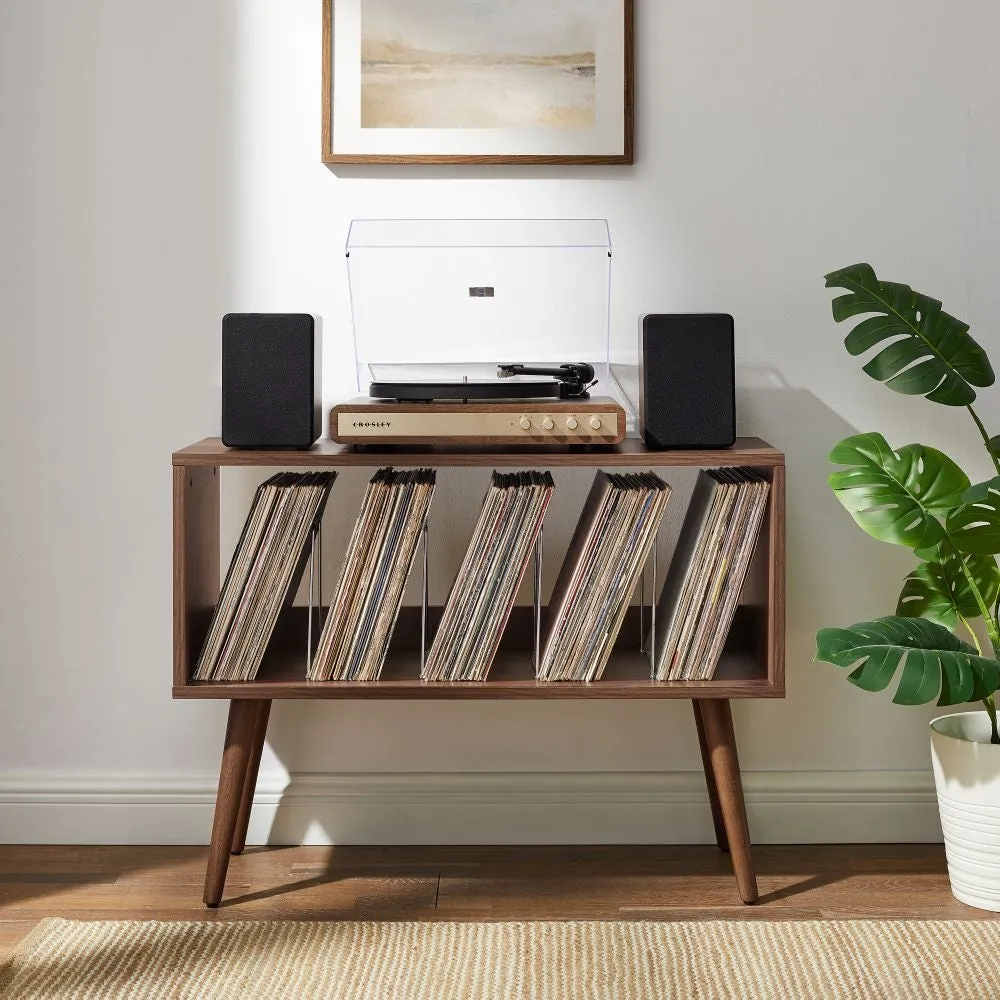 Crosley Liam Small skivspelarbänk valnöt vinylhylla