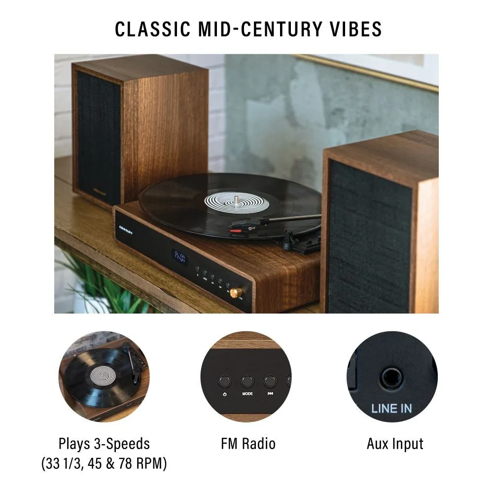 Crosley Alto skivspelare med högtalare valnöt