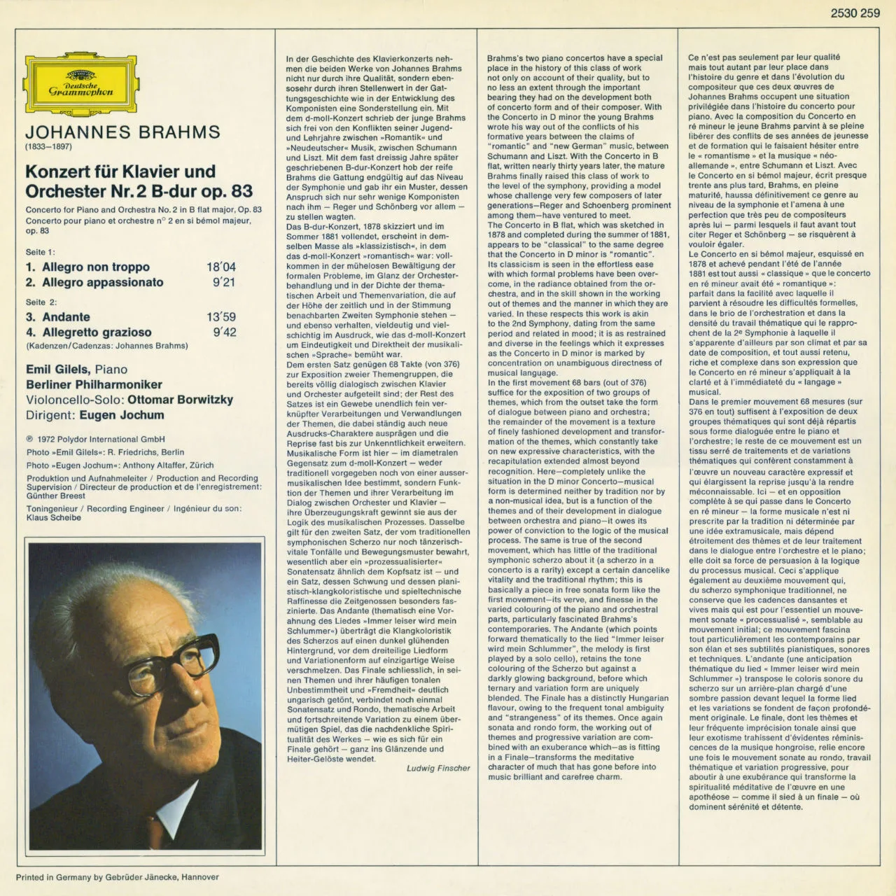 Revox Brahms Pianokonsert 2 masterband standard CCIR