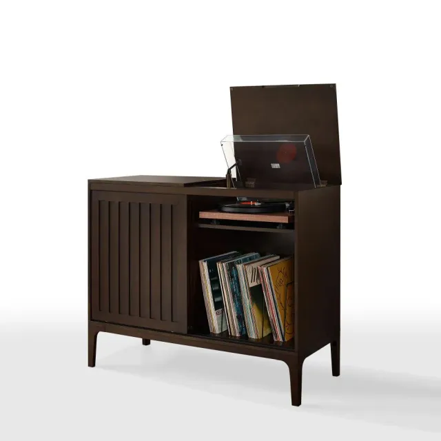 Crosley Asher Large skivspelarbänk mörkbrun vinylförvaring