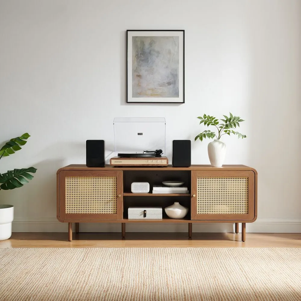 Crosley Nora skivskåp valnöt vinylförvaring skåp