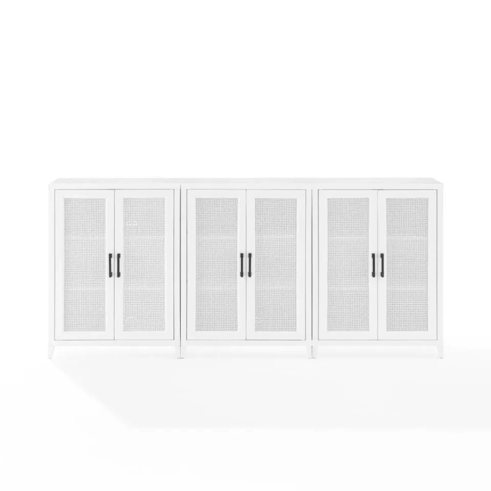 Crosley Milo sideboard 3-delad vit med rotting