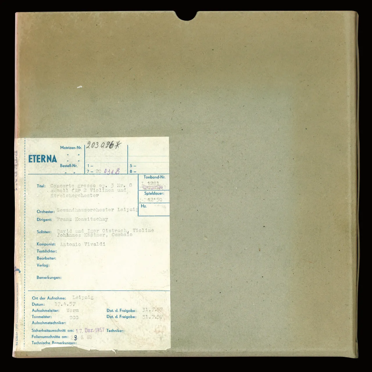 Revox Oistrakh Bach Vivaldi masterband Standard Master