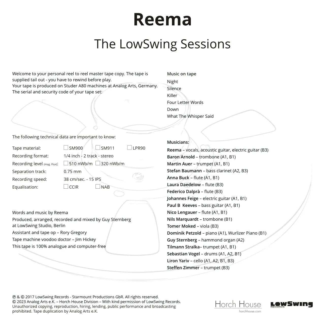 Reema The LowSwing Sessions masterband standard