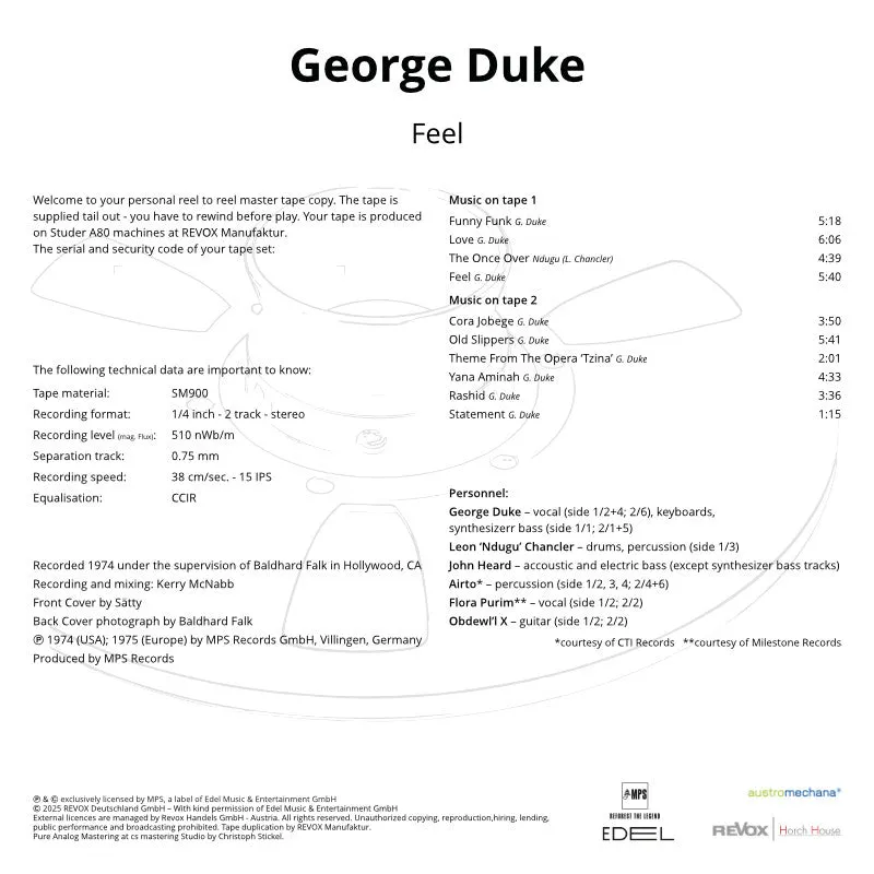 Revox George Duke Feel masterband 1/4 tum