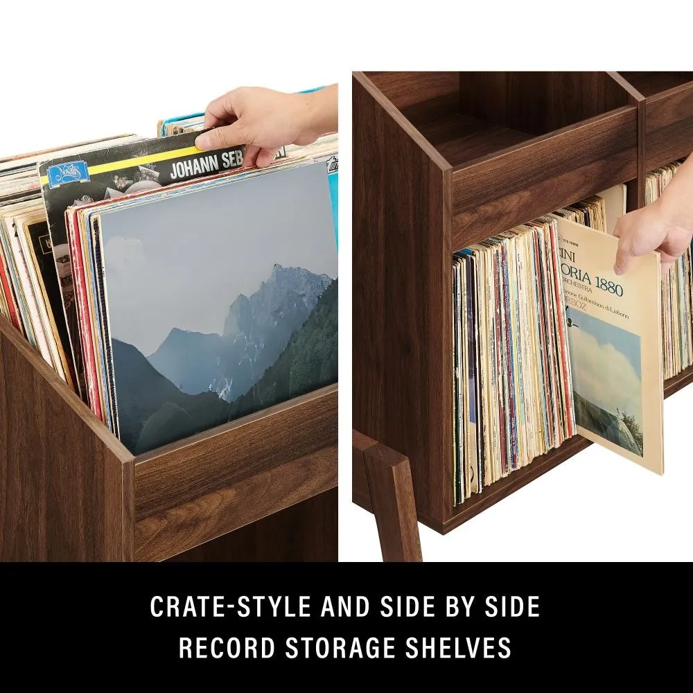 Crosley Luna förvaringsbänk vinyl valnöt