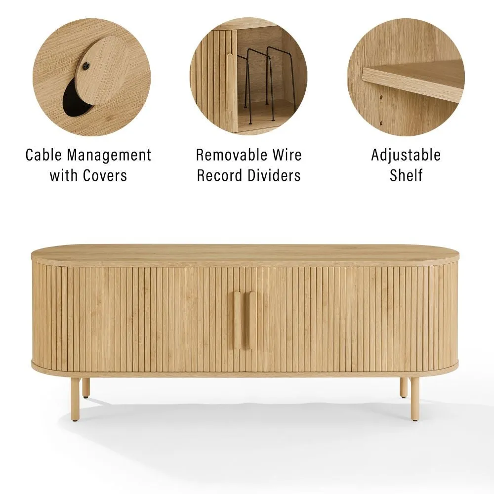 Crosley Ambrose mediabänk vinylförvaring ask
