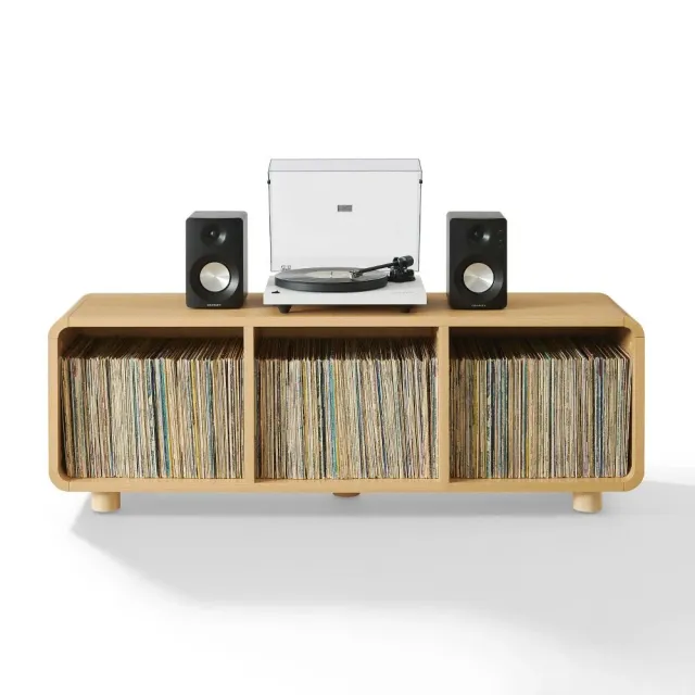 Crosley Zoe Large skivspelarbänk ask vinylförvaring