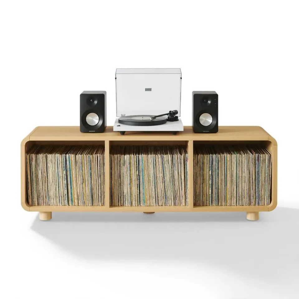 Crosley Zoe Large skivspelarbänk ask vinylförvaring