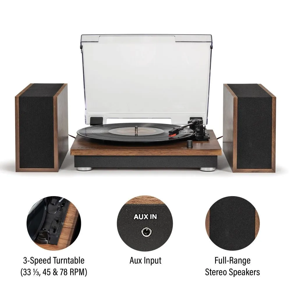 Crosley Riff skivspelare med högtalare valnöt