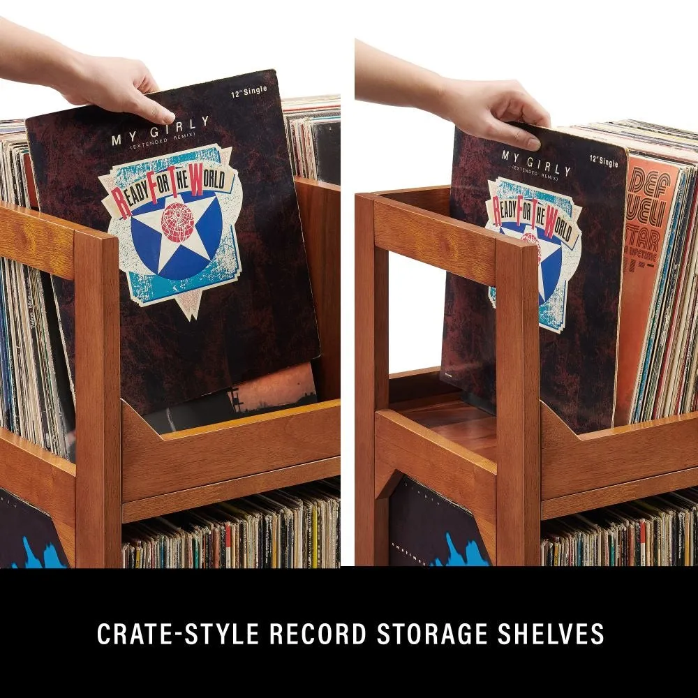 Crosley Asheville Medium vinylbänk valnöt lagring