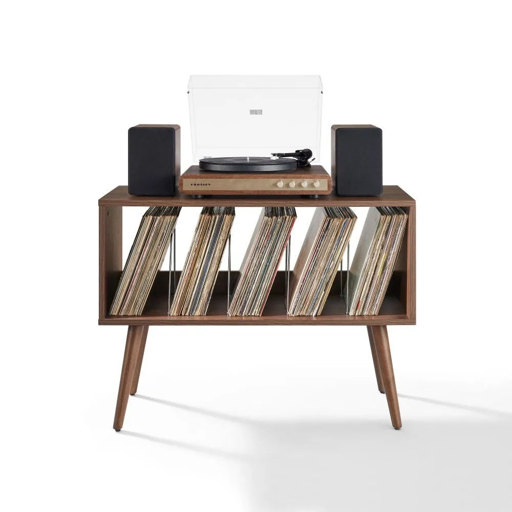 Crosley Liam Small skivspelarbänk valnöt vinylhylla
