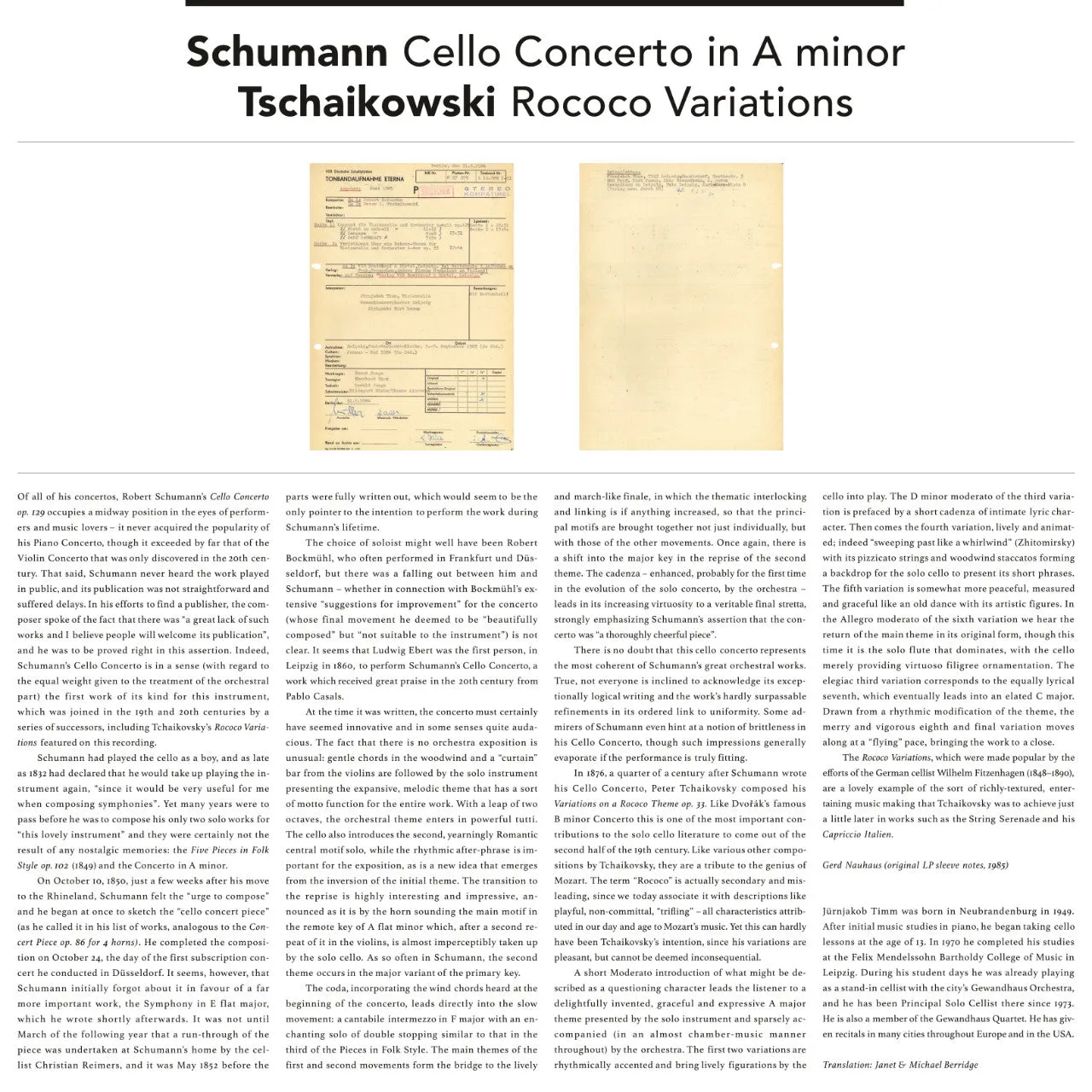 Revox Masur Schumann Tchaikovsky masterband Studio Master