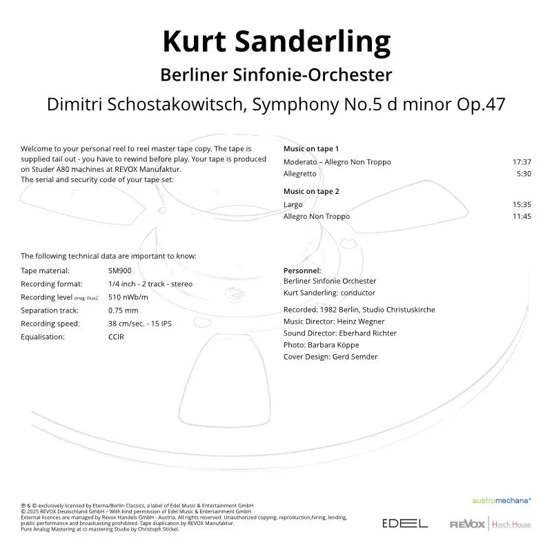 Revox Sanderling Sjostakovitj 5 masterband Standard CCIR