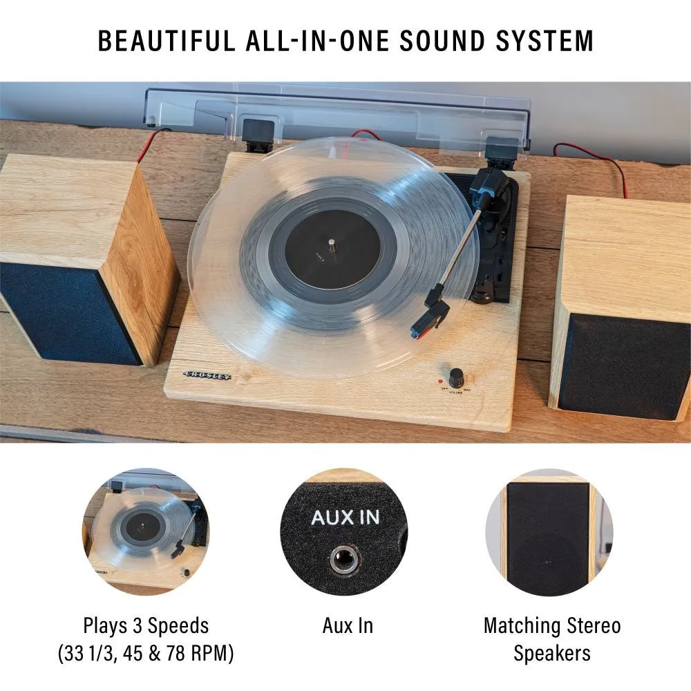 Crosley Brio skivspelare med högtalare natural