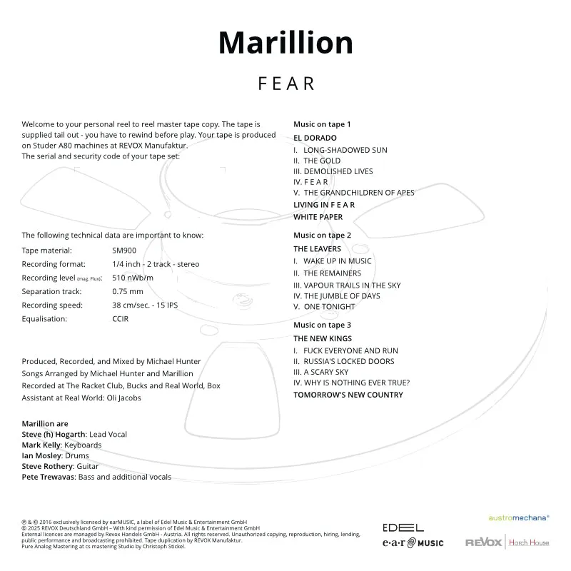 Revox Marillion F E A R masterband album
