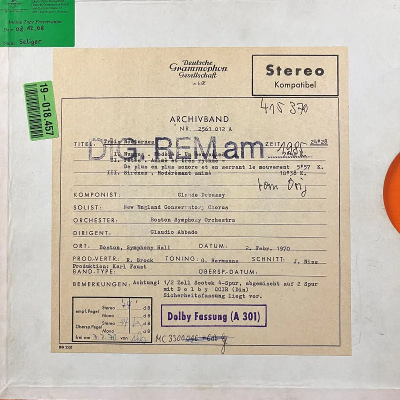 Revox Abbado Debussy Ravel masterband Standard Master CCIR