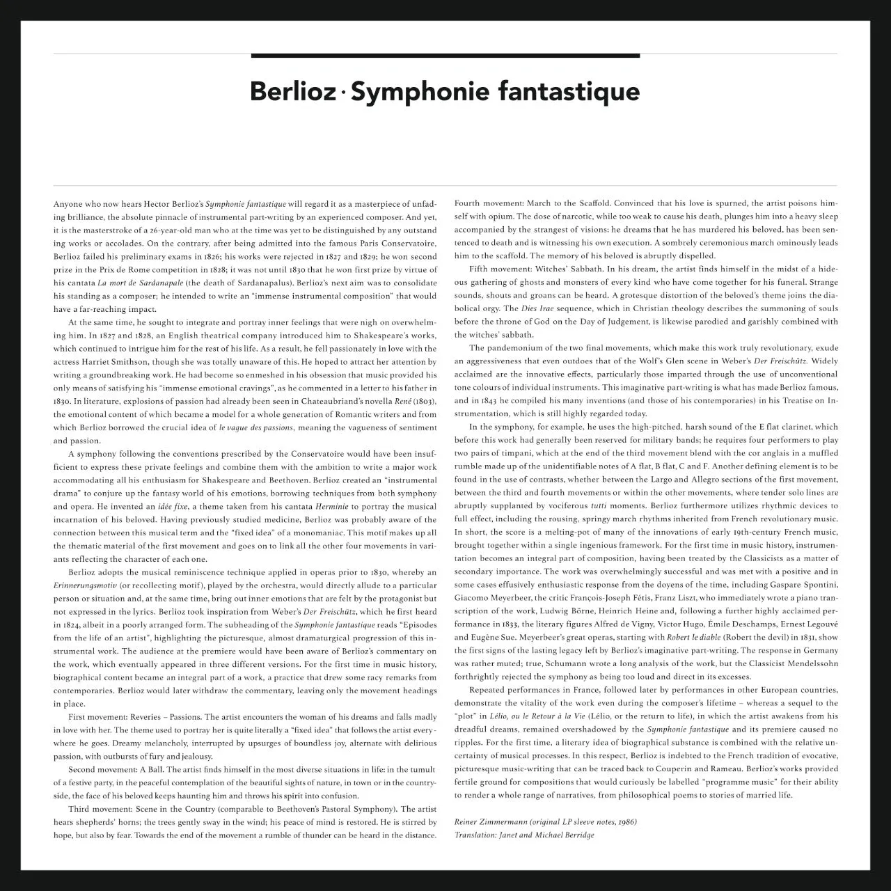 Revox Berlioz Symphonie Fantastique masterband Standard Master