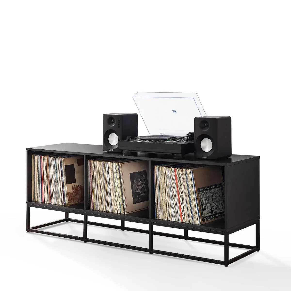 Crosley Enzo Large mediabänk för vinyl Svart trä