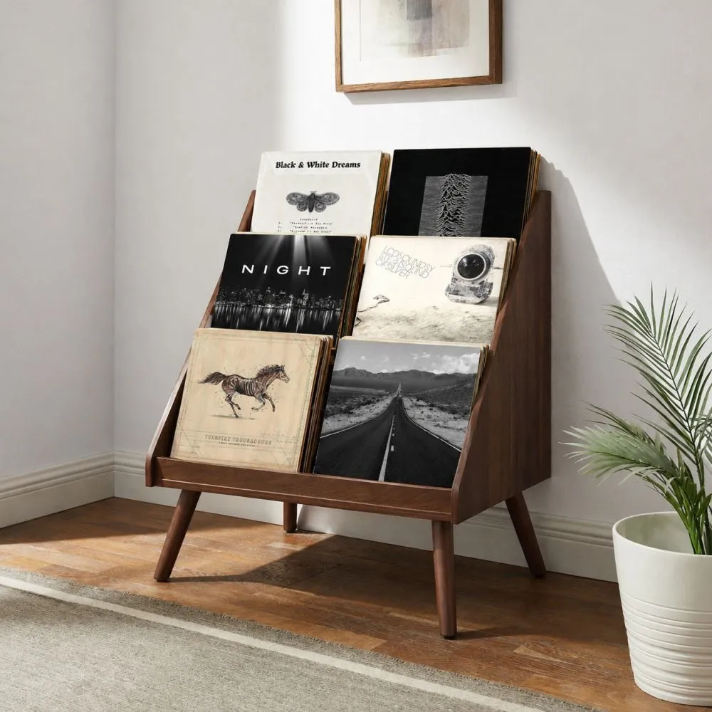 Crosley Liam skivställ valnöt medium vinyl