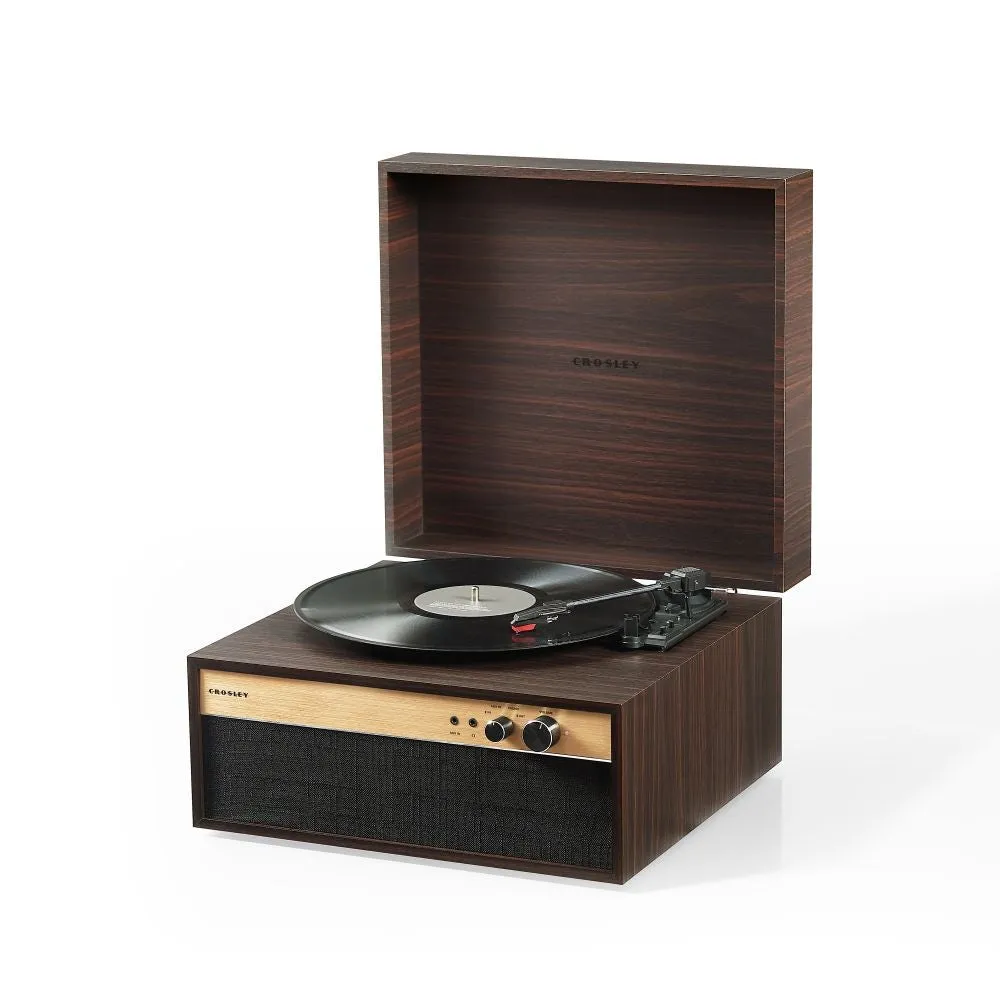 Crosley Jasper skivspelare valnöt med högtalare
