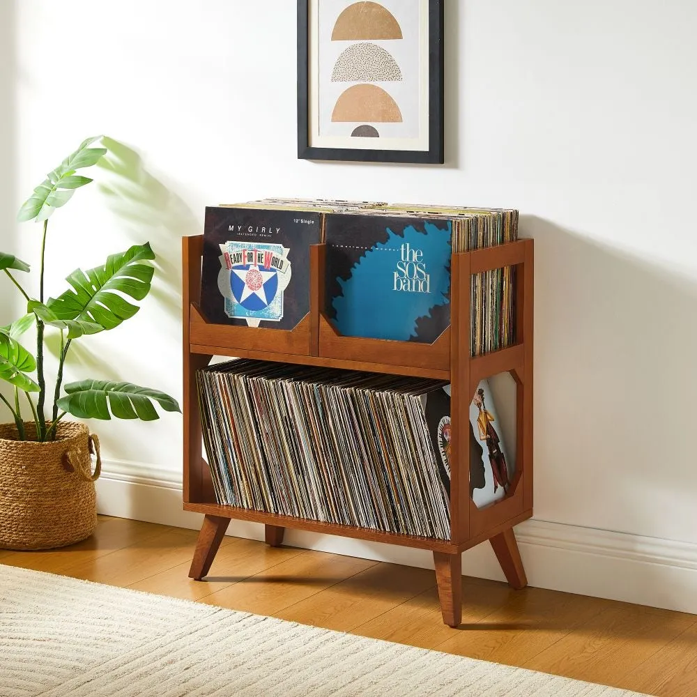 Crosley Asheville Medium vinylbänk valnöt lagring