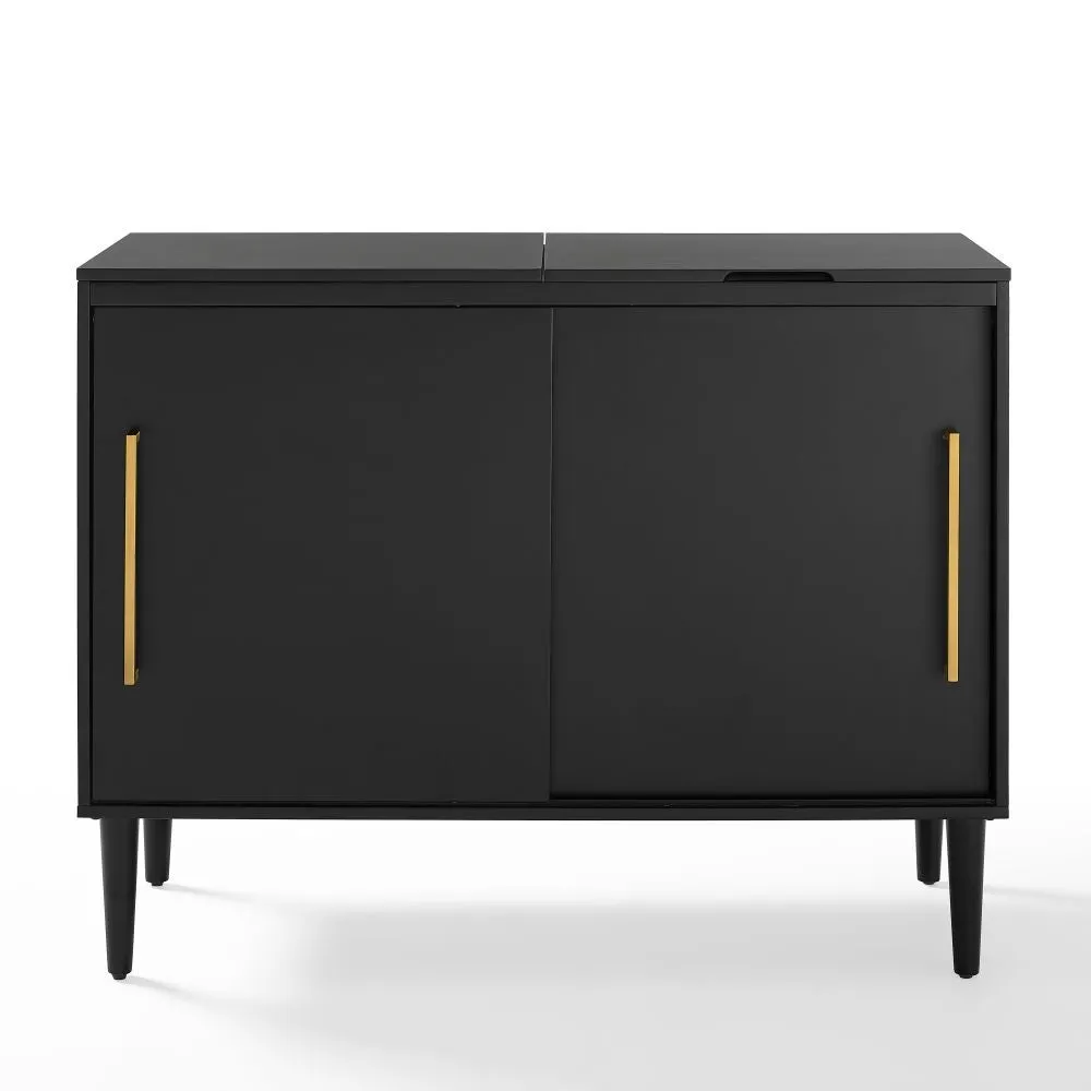 Crosley Everett mediamöbel vinyl Matt Black