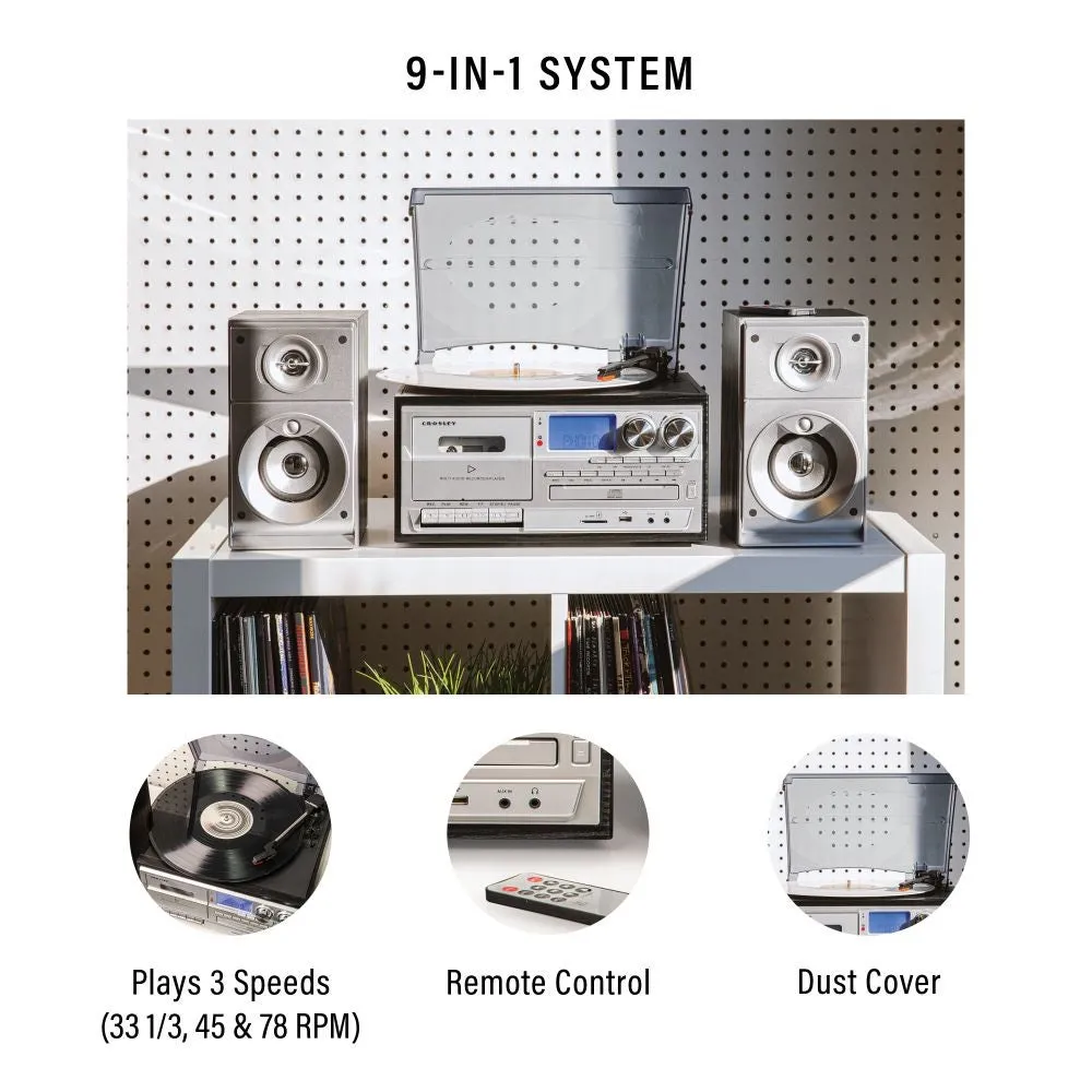 Crosley Eclipse 9-i-1 skivspelare svart med högtalare