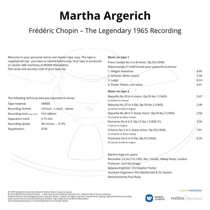 Revox Martha Argerich Chopin masterband Standard Master 1/4 tum CCIR
