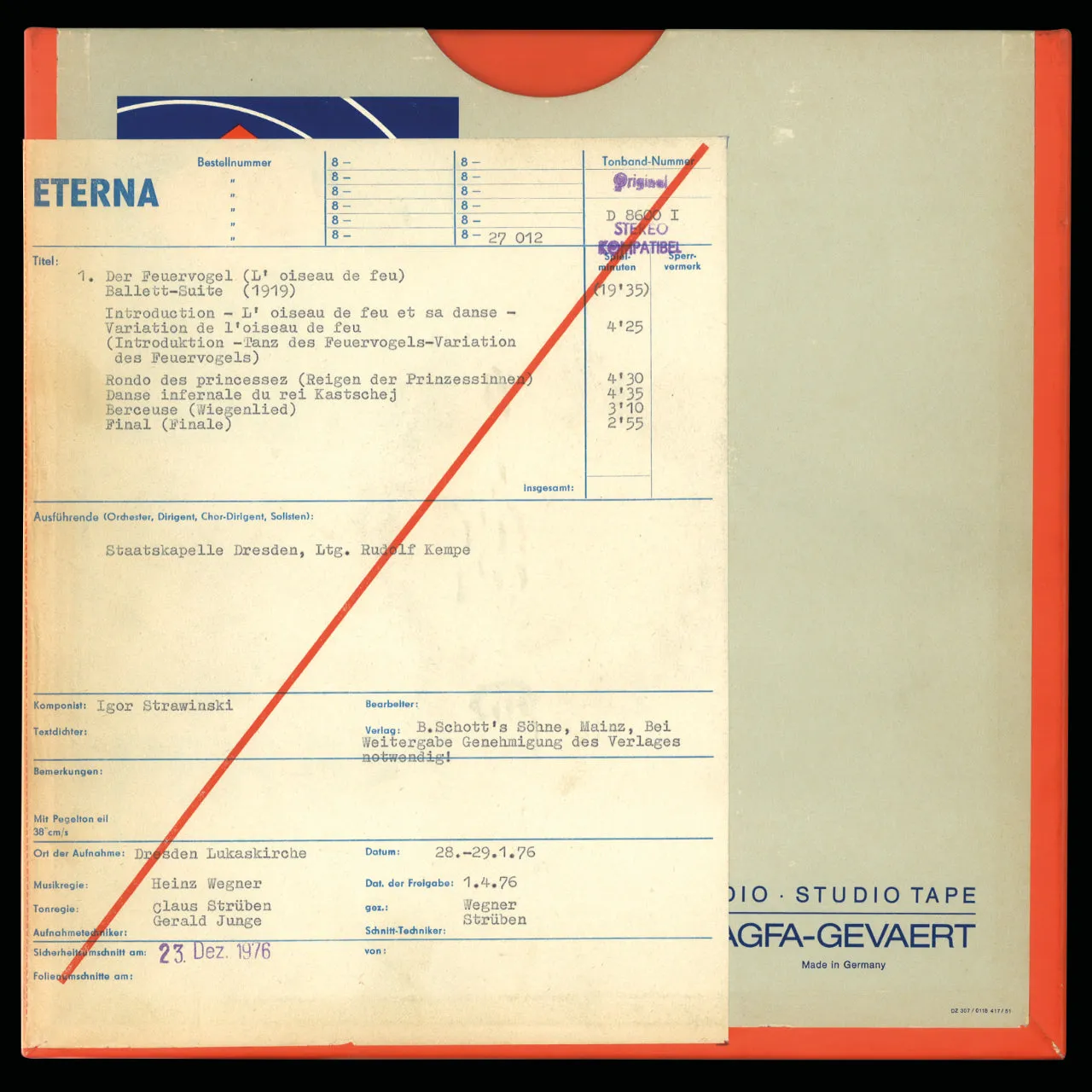 Revox Kempe Stravinsky Britten masterband 1/4 tum