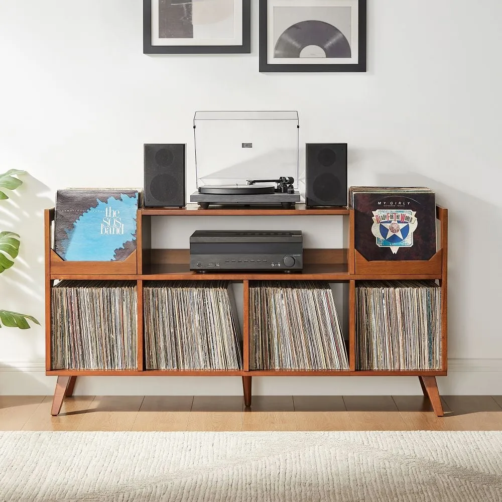 Crosley Asheville XL skivstativ valnöt med vinylförvaring