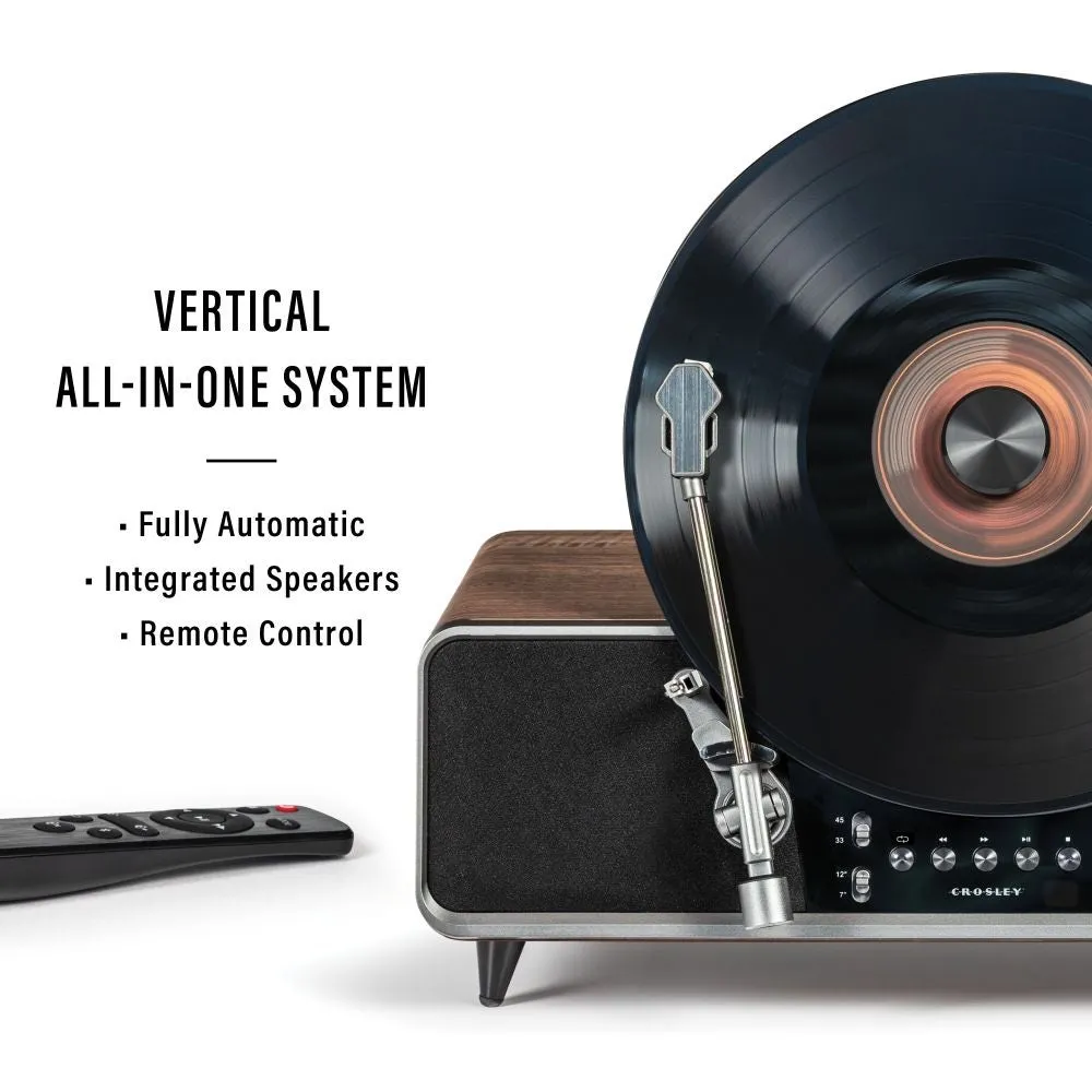 Crosley Beck vertikal skivspelare valnöt automatisk