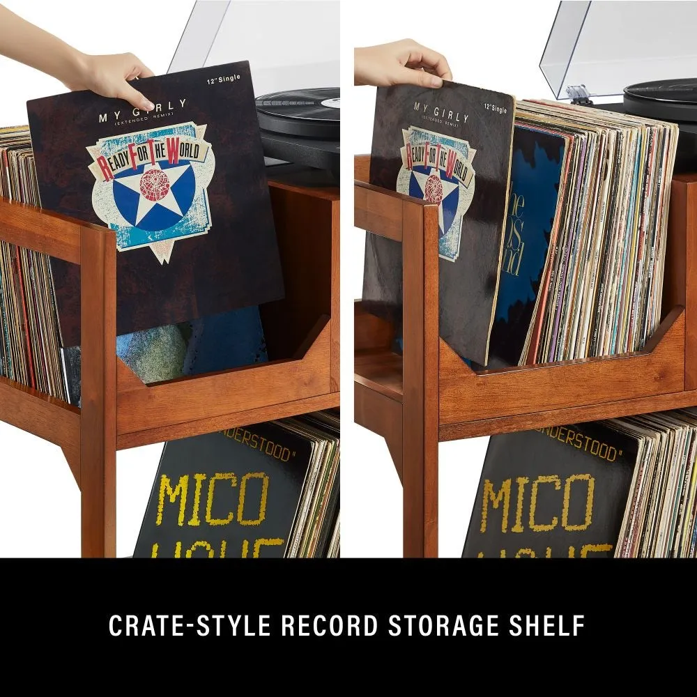 Crosley Asheville Medium skivmöbel Walnut vinyl