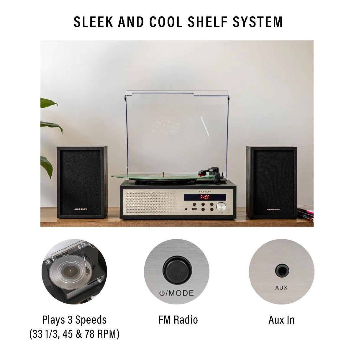 Crosley Sloane skivspelare svart remdrift bluetooth