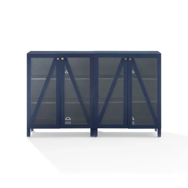 Crosley Cassai sideboard mediamöbel 2-del marinblå glas